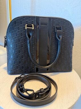 ALDO Black Embossed Dome Satchel with Detachable Strap